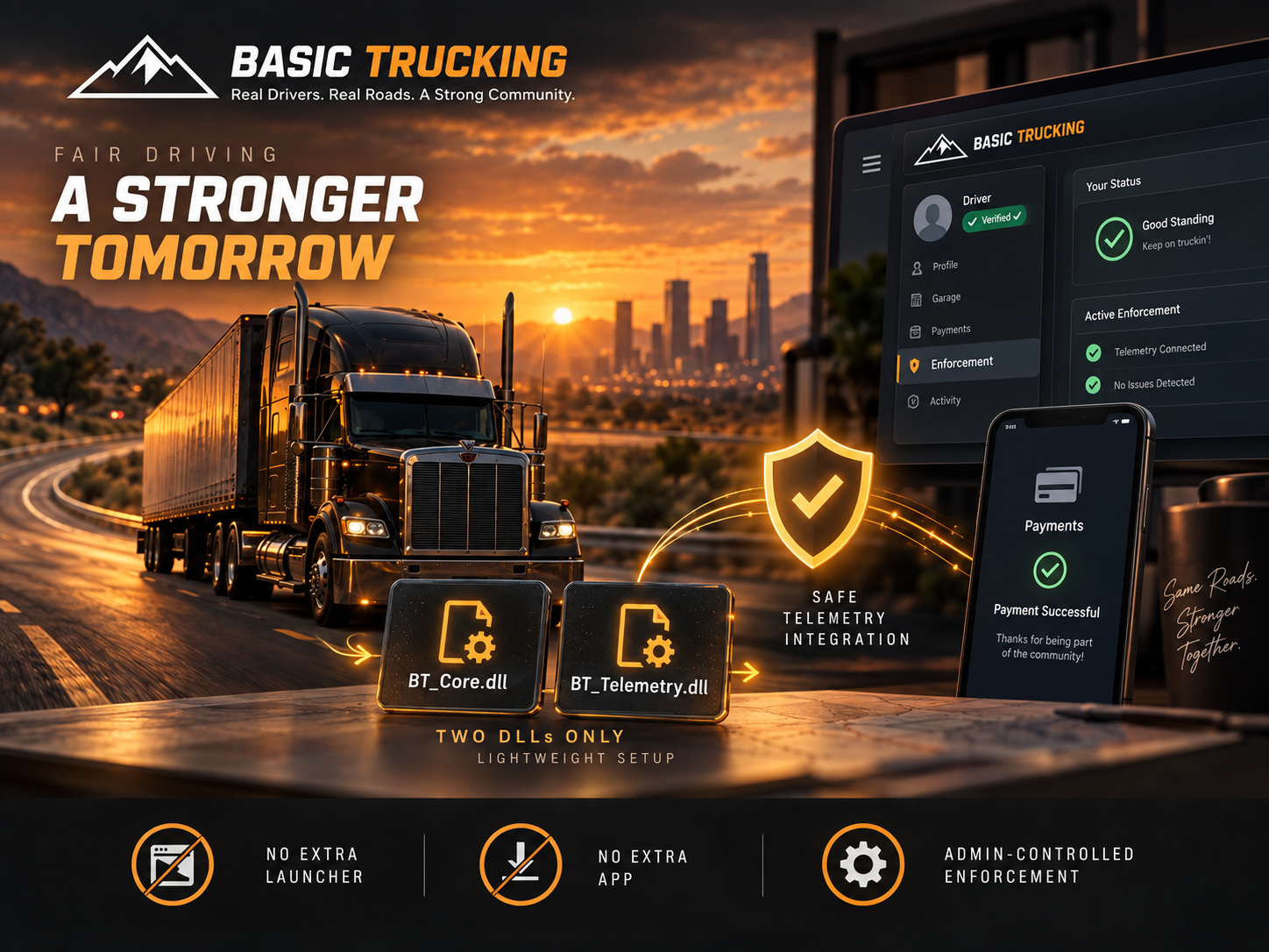 Basic Trucking connected driver systems illustration